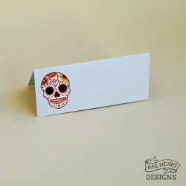 Red Sugar Skull place cards