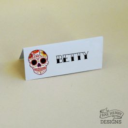 red sugar skull Place card