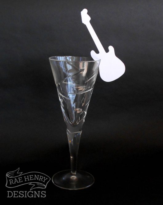 guitar wine glass place cards