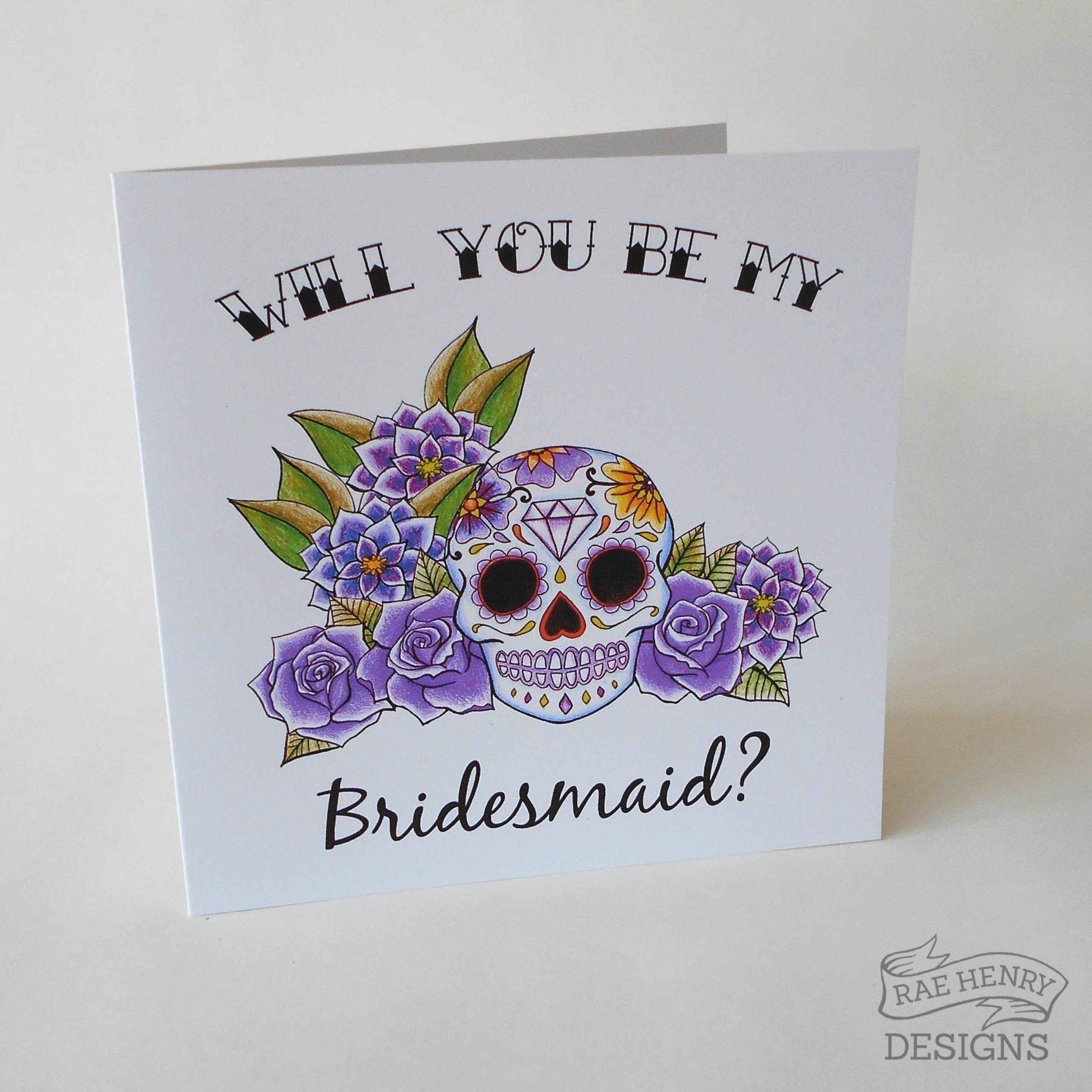 Sugar Skull Bridesmaid Card