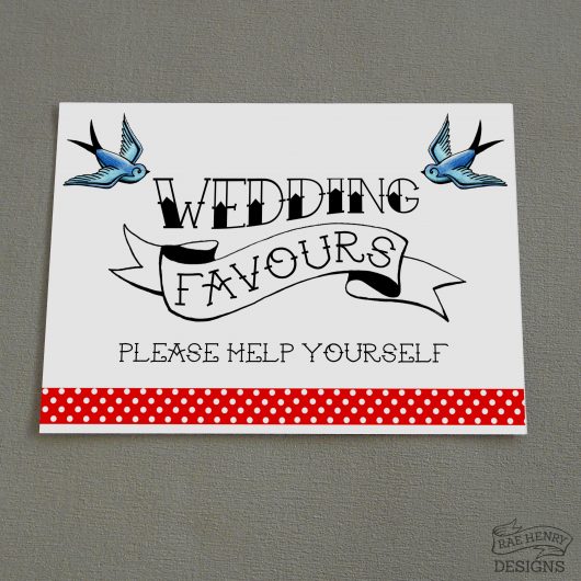 Tattoo Wedding Favours Sign