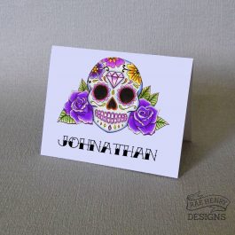 purple Sugar Skull Place Cards