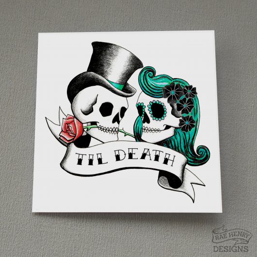 Rockabilly Skulls Card Til Death