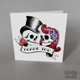 Rockabilly Skulls Thank You Card