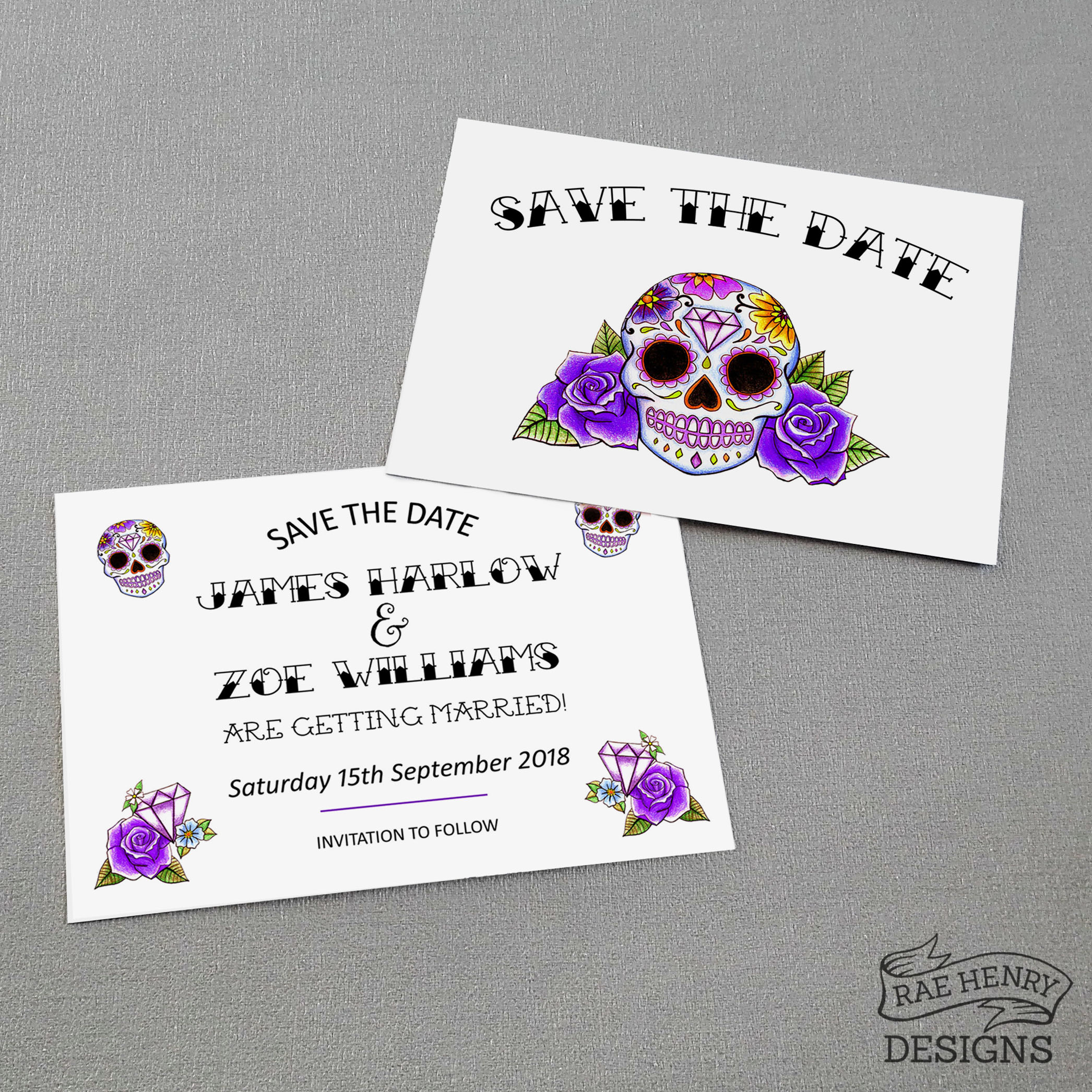 sugar skull save the date