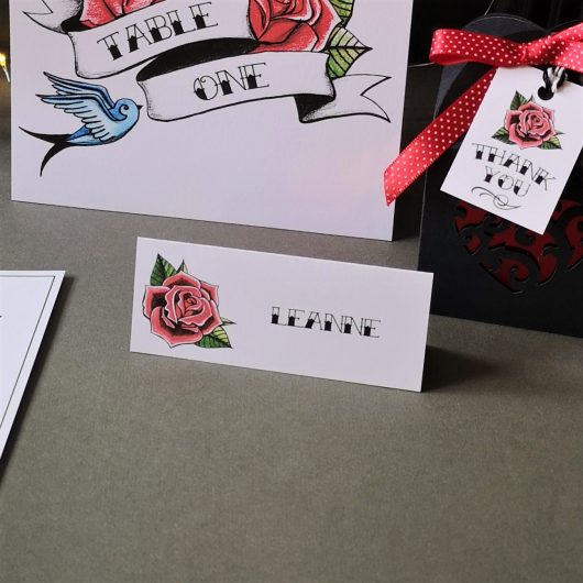 Tattoo Rose Place Cards