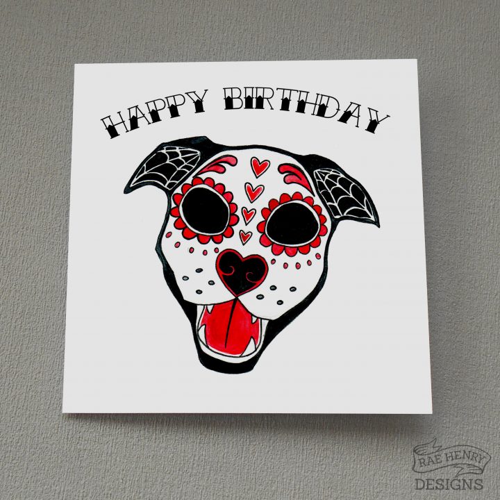 Sugar Skull Dog Card
