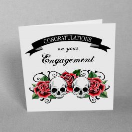 Engagement Card Skulls and Roses
