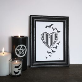Bats Heart Spooky Print