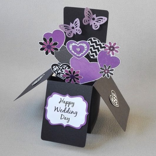 Purple Flowers Pop-up Wedding Card