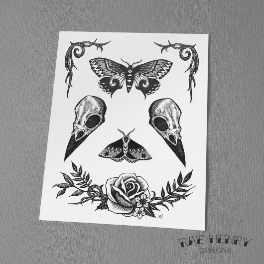 Raven Skulls print