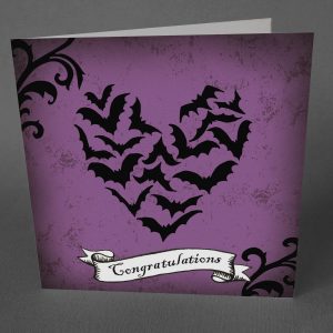 Gothic Congratulations Card Bats Heart