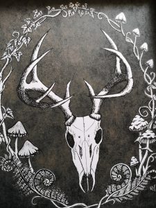 gothic deer skull print