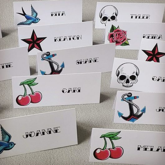 tattoo wedding place cards