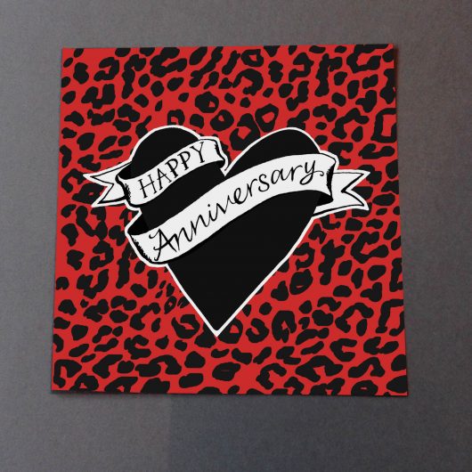 Red Leopard Print Anniversary Card