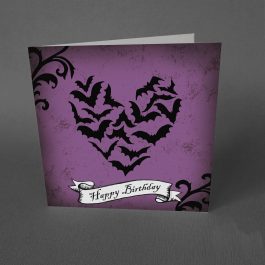 Gothic Birthday Card bats heart