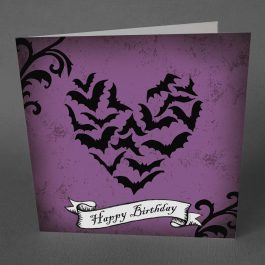 Gothic Birthday Card bats heart