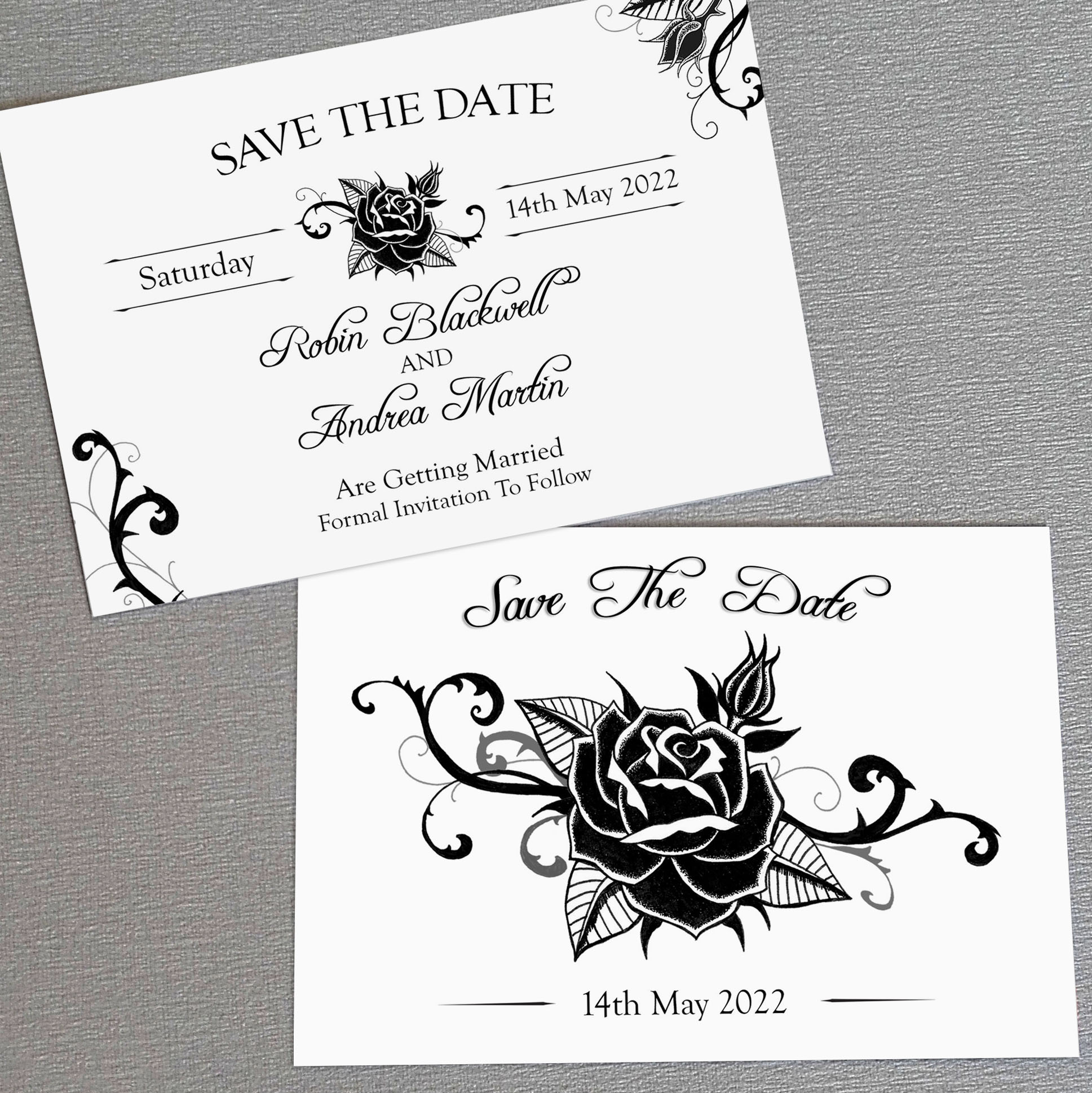 gothic rose wedding save the date