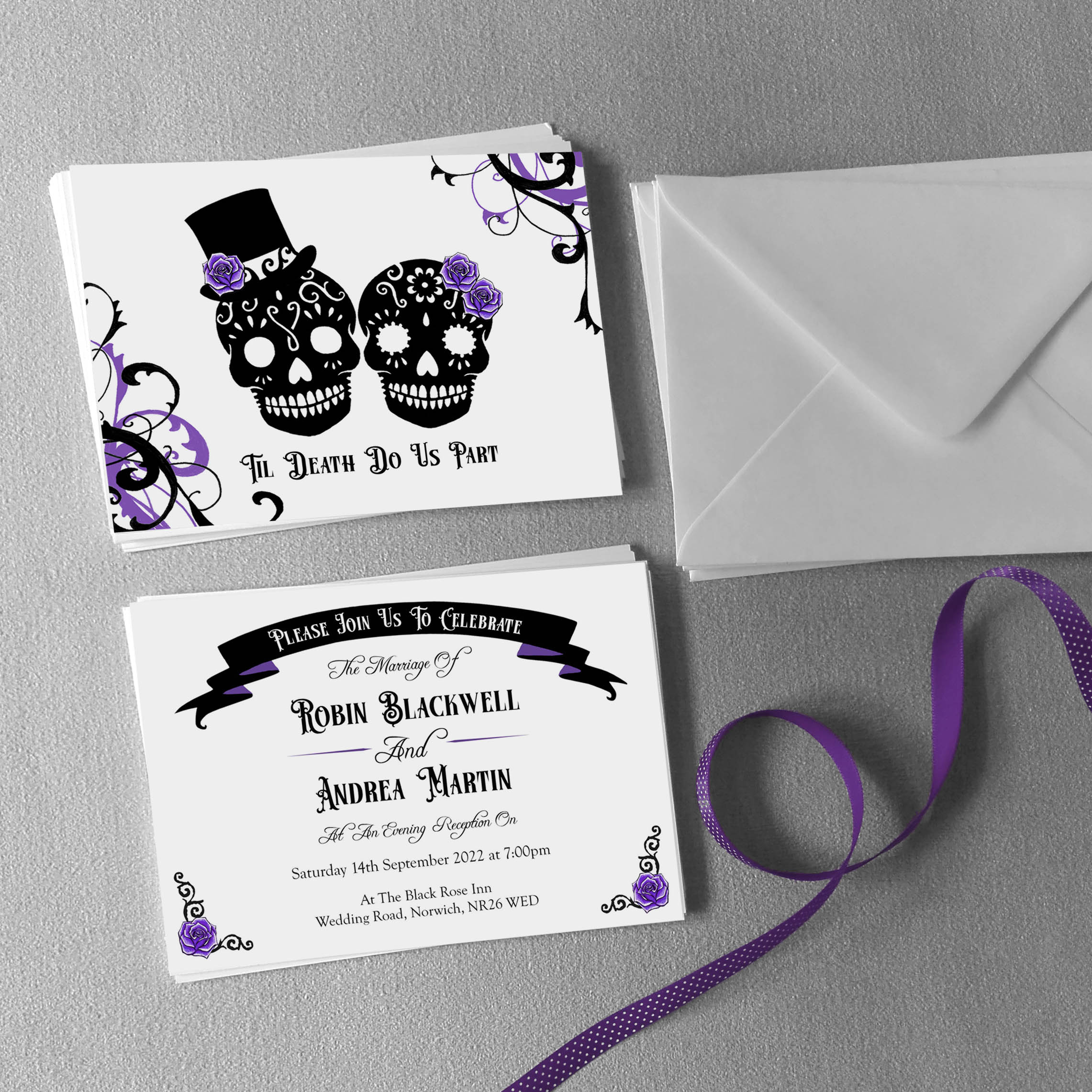 Gothic deals wedding invitations