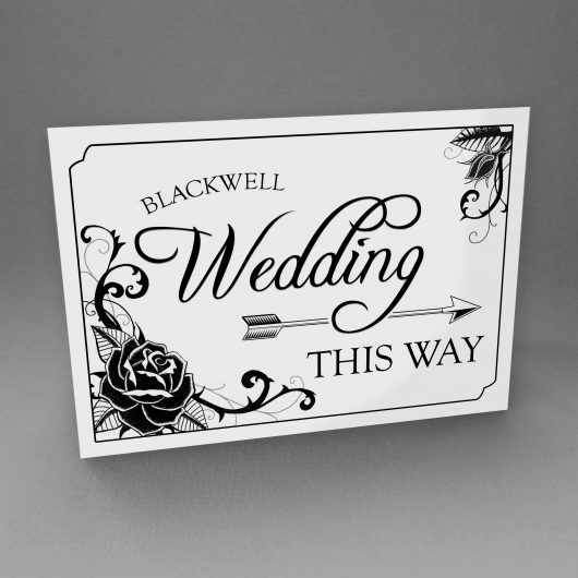 Gothic Rose Wedding This Way Sign