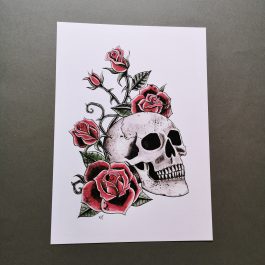 Skull and Roses Print