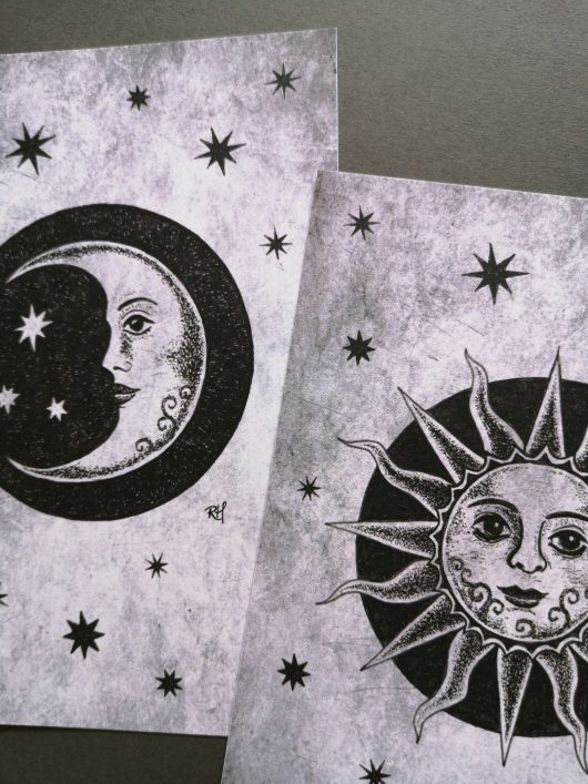 sun and moon print