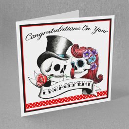 Rockabilly Skulls Engagement Card