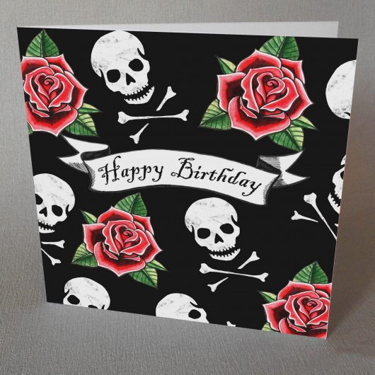 Skulls & Roses Birthday Card