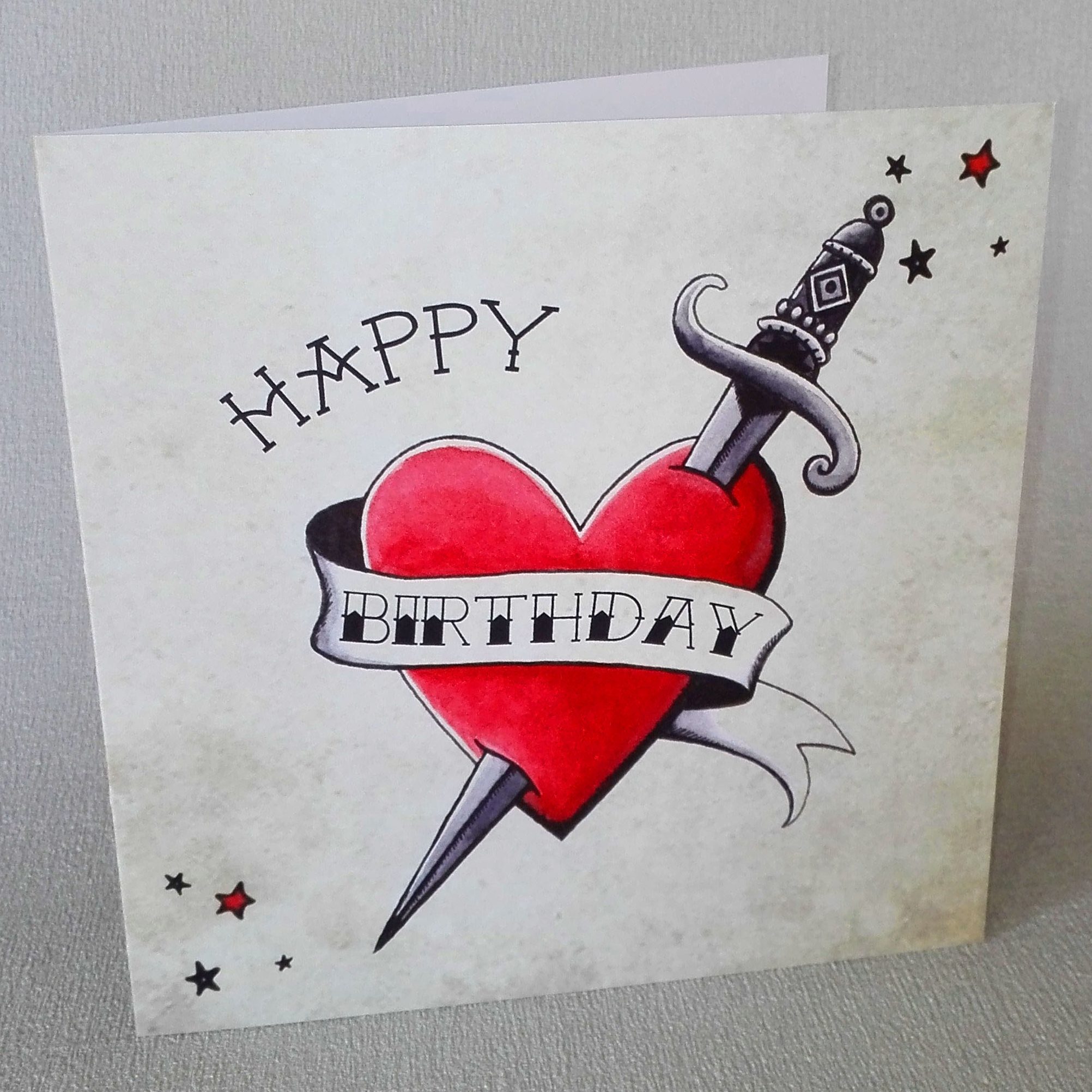 Tattoo Heart & Dagger Birthday Card