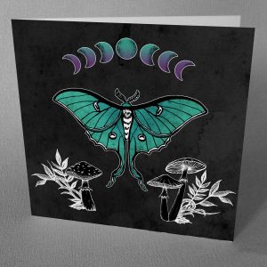 luna moth witchy card