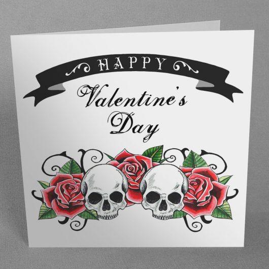 skulls and roses valentine card
