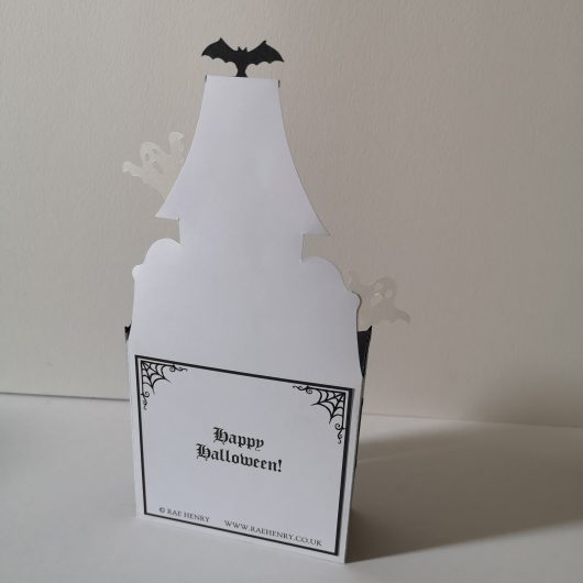 haunted house pop up halloween card