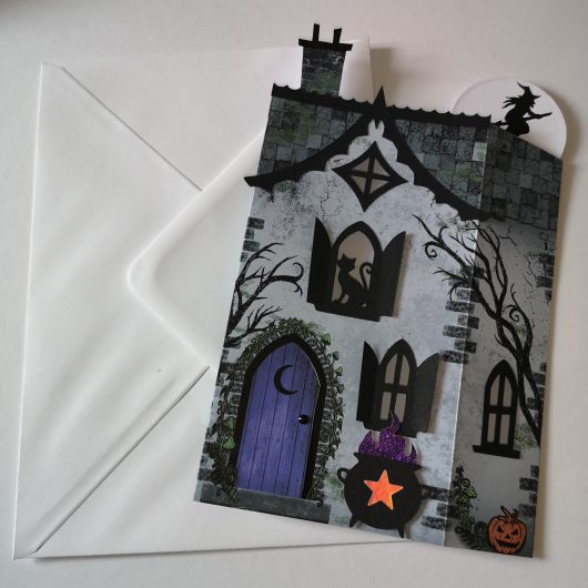 witch house pop up halloween card